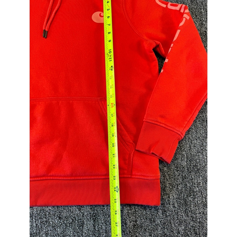 Carhartt Hoodie Mens Red Logo Ribbed Hem Drawstring Kangroo Pockets Pullover - Picture 6 of 16